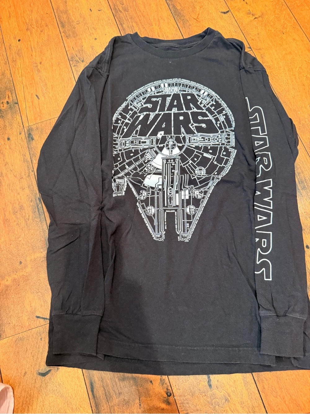 Star Wars Black Long-Sleeve Tee with Silver Millennium Falcon Graphic